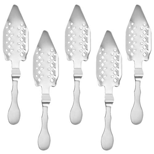 Cuchara Absenta 5 Piezas - Cuchara De Ajenjo - Utensilios De Acero Inoxidable Cuchara Amarga - Accesorios Para Fuente De Absenta | Para Hacer Absenta Con Azúcar Disuelto, 6,34x1,38 Pulgadas