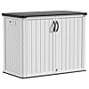 Devoko Outdoor Storage Cabinet 26 Cu Ft with Pad Lockable Doors Horizontal Storage Shed Waterproof Patio Tools Storage Box for Sofa Cushions Gardening Tools and Accessories White