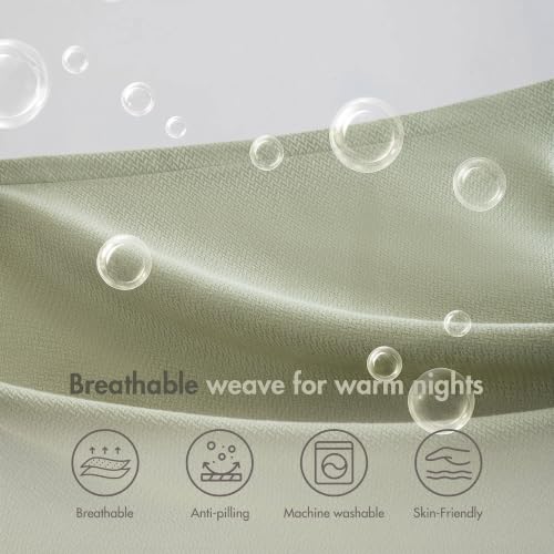 Image of Madison Park 100% Egyptian Cotton King Bed Blanket for Summer, Green | Cozy Soft Breathable Durable, Micro Herringbone Weave Casual, Lightweight Knit All Season Throw for Bed Couch, Sofa, OEKO TEX