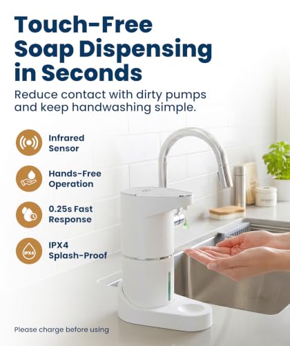 Image of Everlasting Comfort Automatic Soap Dispenser - Touchless Wall Mounted No Drip Lotion, Hand Soap, Shower Gel, Dish Soaps Dispenser, 3 Level Output Motion Sensor for Bathroom & Kitchen Use (350ml /12 oz)