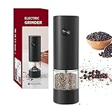 Electric Pepper and Salt Grinder, Adjustable Coarseness Salt & Pepper Mill,With LED Light,Easy to Clean,Battery Powered, One Handed Operation,...