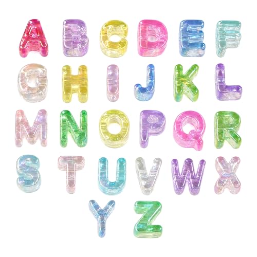 OVRUNS 26Pcs Large Letter Beads with Horizontal Hole Acrylic Alphabet Beads