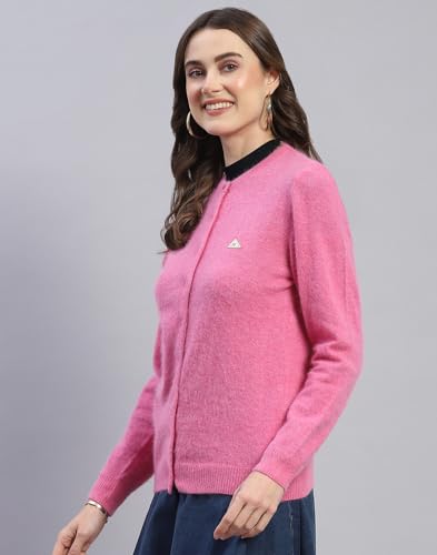 Image of Monte Carlo Women Regular Fit Full Sleeve Solid Round Neck Winter Cardigan (Pack of 1)