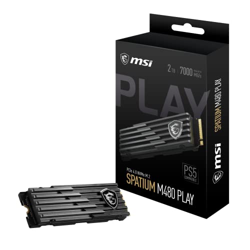 MSI SPATIUM M480 PCIe 4.0 NVMe M.2 2TB Play SSD (Gen4x4, NVMe 1.4, Maße 80.40 x 23.0 x 20.40, Größe 2000 GB, lesen 7000 MB/s, schreiben 6800 MB/s)