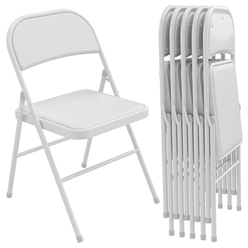 HOMCOM Lot de 6 chaises Pliantes chaises de Salle à Manger Portables Chaise Pliable d'intérieur avec Coussin en revêtement synthétique et Cadre en Acier...