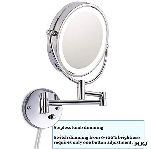 Miroir maquillage éclairant orientable en chrome véritable de haute qualité