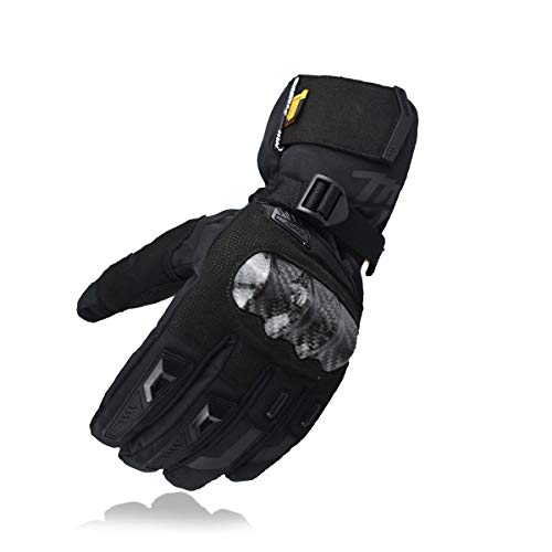 MADBIKE RACING EQUIPMENT Winter Motorhandschoenen Touchscreen Koolstofvezel Beschermende Motor Powersports Handschoenen (Zwart, L)