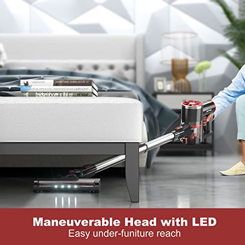 Prettycare Cordless Vacuum Cleaner, Self-Standing, 25Kpa Powerful Suction Stick Vacuum With Smart Led Display, 40Min Long Runtime Brushless Motor, Lightweight Vacuum For Hardwood Floor Carpet Pet Hair #TOP4