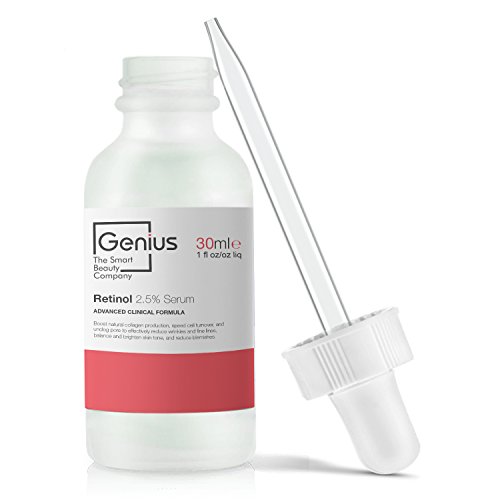GENIUS Retinol 2.5 Serum | The Smart Retinol Serum, with Hyaluronic Acid + Vitamin C Added GENIUS-ly Remove Fine Lines and Wrinkles (Face, Neck, Eye) 1FL Oz.