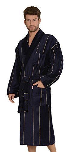 Peignoir Forex, confortable et élégant, pour homme, avec poches et ceinture à nouer, fabriqué en 100% coton - Noir - XXX-Large Cover