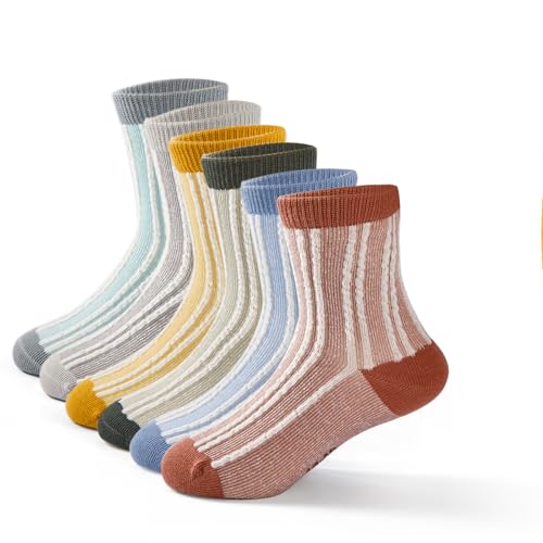 Boys Cotton Crew Socks Kids Seamless Dress Socks for Boys Colorful Quarter Socks
