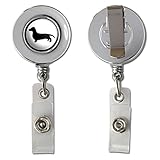 Dachshund - Weiner Dog Retractable Reel Chrome Badge ID Card Holder Clip