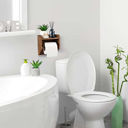 Pitmoly SMZJJ-N Toilet Paper Holder With Storage, Bathroom Wall Mount Toilet Paper Stand With Phone Shelf, Rustic Wood Toilet Paper Roll Holder, Farmhouse Tissue Holder Toilet Paper Dispenser thumb #6