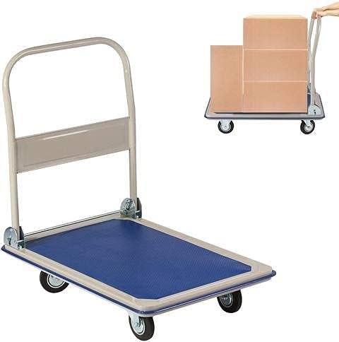 by Unbranded Folding Platform Cart Heavy Duty Hand Truck Moving Push Flatbed Dolly Cart for Warehouse Office, 660 lbs Off white (Expand): 35in(L) x 23.6in(W) x 35.4in(H) D0056C0004 Platform Trucks