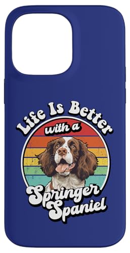 Vintage Retro Life Is Better With A Springer Spaniel Lover �X�}�z�P�[�X iPhone 14 Pro Max �p
