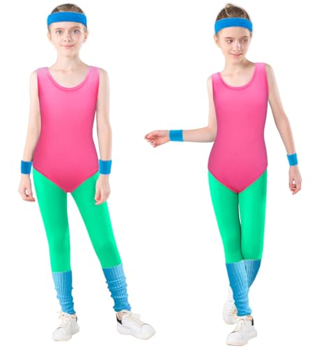 Disfraz para niñas inspiración 80s 90s fitness 5 piezas miniatura 2