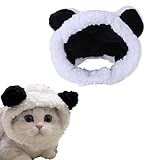 SUNTRADE Warm Adjustable Cute Cat Costume Bear Hat, Soft Small Pet Headwear Bear Hat for Cat Puppy Dog (Black-White)