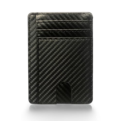 Leather Minimalist Wallet for Men & Women – RFID Blocking Front Pocket Card Holder Wallet, Genuine Cowhide Leather