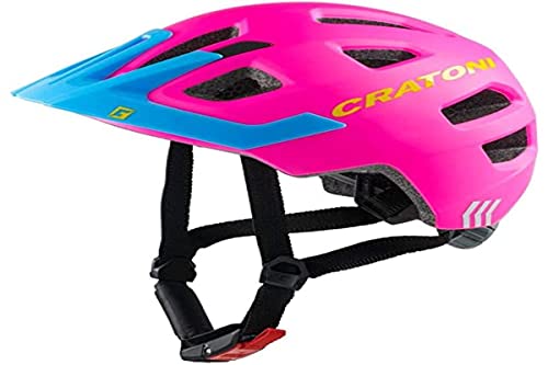 Cratoni Kinderhelm Maxster Pro Fahrradhelm Kinderhelm Jugendhelm mit Rücklicht, Pink Blue, S/M