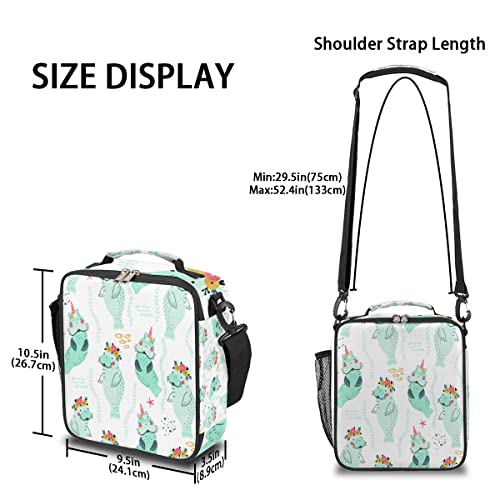 Cute Manatees Floral Wreaths Insulated Lunch Bag Women Reusable Lunch Tote Bag For Men Adult Adjustable Shoulder Strap Cooler Lunch Box For Work Office Picnic Travel #TOP5