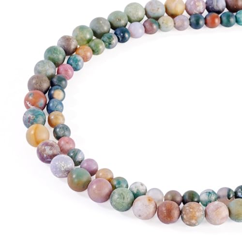 KISSITTY 107 Pcs Indian Agate Beads 6-8mm Dyed Frosted Round Beads Healing Gemstone Semi Precious Loose Bead for Jewelry Making Crafts DIY Necklace Friendship...
