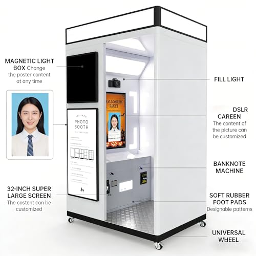 Commercial Outdoor Photo Kiosk - Weatherproof Automatic Selfie Station with Gesture Control and Custom Branding for Shopping Malls and Tourist Attractions, Interactive Camera Booth