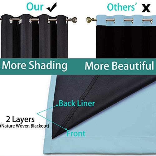 Image of Yakamok Full Blackout Curtains 84 Inches Long,Blackout Curtain Panels for Bedroom, 2 Thick Layers Grommet Top Thermal Insulated Drapes with Black Liner for Living Room(Sky Blue, Set of 2)