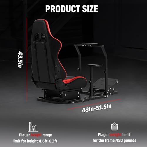 Dardoo COCKPIT 20 RED G25 Racing Simulator Cockpit With Seat Adjustable Fits For Logitech G27 G29 G920 G923, Thrustmaster T150, Fanatec Gaming Steering Stand,Not Included Steering Wheel thumb #5