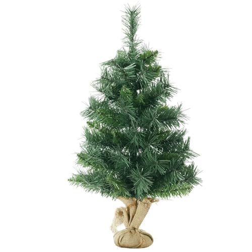 SALCAR Arbol de Navidad Pequeño Artificial 90 cm, Mini Árbol de Navidad con Guantes y 112 Puntas de Rama, Pino de Navidad con Base de Hormigón, Abeto, Ignífugo