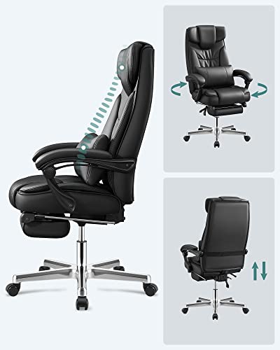SONGMICS Luxe bureaustoel met inklapbare hoofdsteun, uittrekbare voetensteun, extra grote orthopedische managersstoel… - Image 5