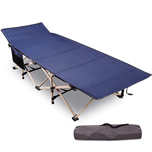 Redcamp Folding Camping Cots With Cot Pads For Adults Heavy Duty, 28" Extra Wide Sturdy Portable Sleeping Cot For Camp Office Use, Blue #TOP1