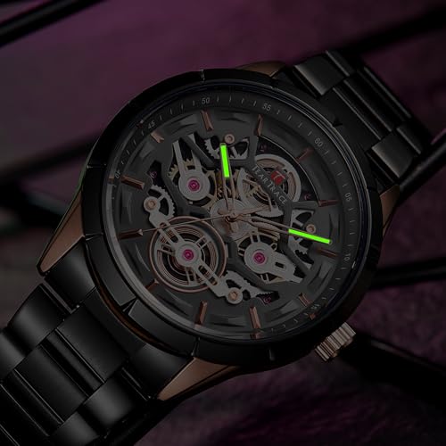 Watches for Men with Stainless Steel Strap Chronograph Analog Date Mens Watches, Big Face Sport Work Waterproof Luminous Black/Gold/Silver Wrist Watch — view 5