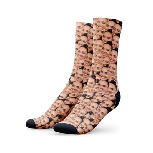 Foto Personalisierbare Socken mit Gesicht - Wenden Sie Ihr Foto und machen Sie die Arbeit! - Lustige Socken für Damen und Herren, Unisex, mit Fotos für Namen Geschenk mit eigenem katze 46 kurz paar