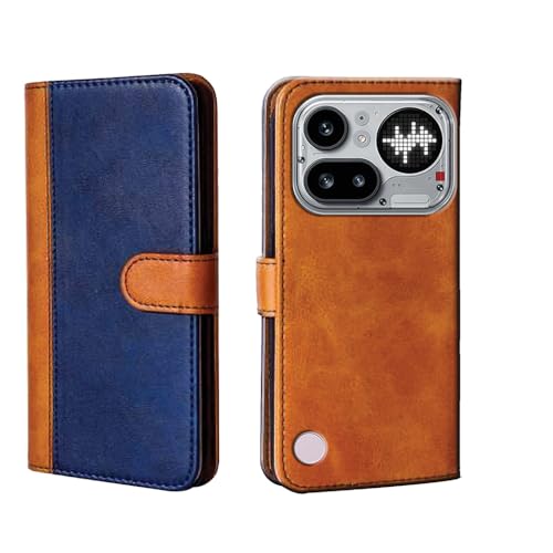 Image of amazon basics Nothing Phone 4A Pro 5G Flip Cover | Card Pockets Wallet & Stand | Flip Cover for Nothing Phone 4A Pro 5G (Beige and Blue)