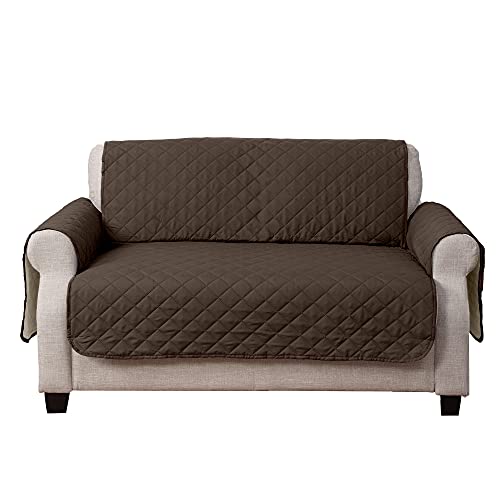 Furhaven Loveseat Slipcover Water-Resistant Reversible Two-Tone Furniture Protector Cover - Espresso/Clay, Loveseat #TOP3