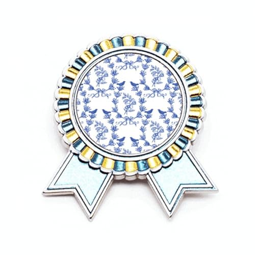 Broche symbole bleu et blanc M en métal aux finitions soignées