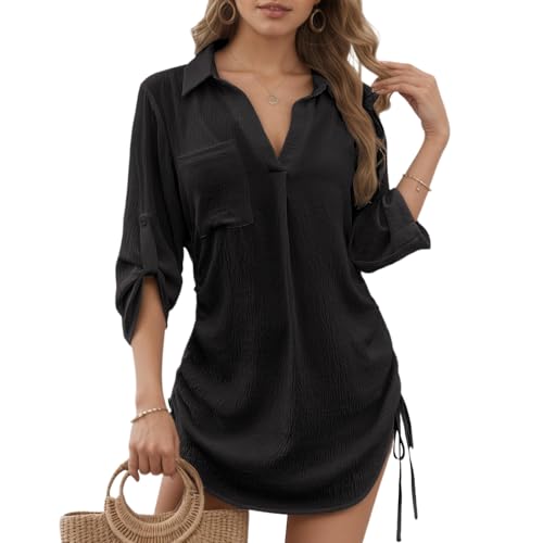 Catálogo para Comprar On-line Ropa de Ropa de natación con protección solar para Mujer los mejores 10. 43 ECLATVIA Ropa para Playa Mujer con Cordón, Pareos de Playa para Mujer, Aberturas Laterales, Cuello en V, Cubrir Bikini Camisa, Traje de Baño Cubierta Adecuado para Vacaciones,...