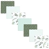 Hudson Baby Unisex Baby Cotton Flannel Receiving Blankets Bundle, Eucalyptus, One Size