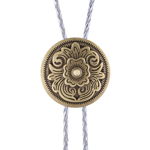 Image of GelConnie Floral Bolo Tie for Men Womens Bolo Tie Necklace Native American Black Men's Bolo Ties Western Cowboy Bolero Ties
