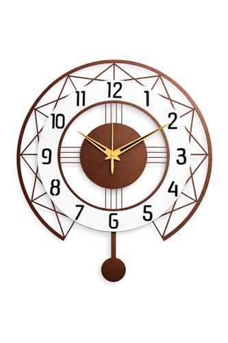 Image of Metal Wall Clock for Living Room Stylish | Fancy Large Wall Clocks for Office, Bedroom, Drawing Room & Kitchen | Luxury Sweep and Silent Wall Watch for Home Decoration (Copper 40Cm)
