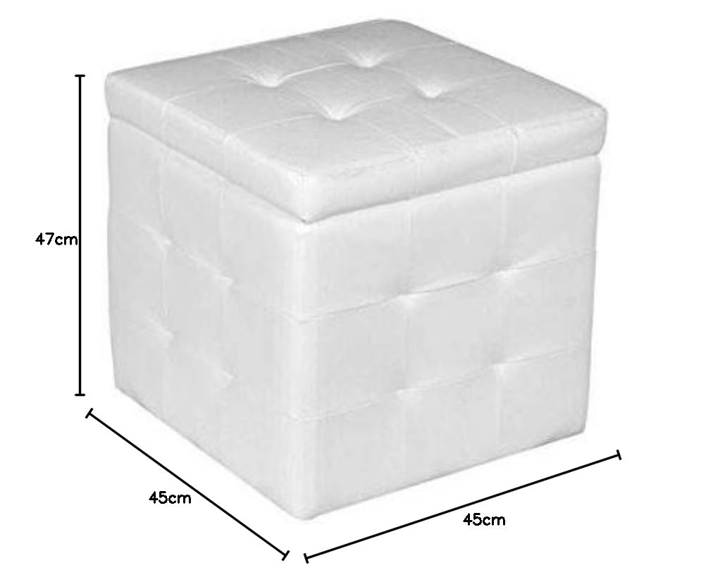 SANYAN Limited PF45BI Sanyan Limited Pouf Contenitore Bianco Prezzi Bassi, 45 x 47 x 45 cm