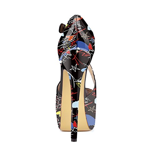 sexytag Women's Platform Heels Peep Toe Ankle Strap Criss Cross Pumps Party Dress Wedding Stiletto Heels2