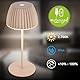 BRILONER - Riffle Mini LED Tischlampe kabellos IP44 mit Lichtkante, Touchdimmer, Akku tauschbar, Nachttischlampe, LED Lampe, Akku Lampe, German Design Award Winner 2025, 8,5 x 20 cm, Beige