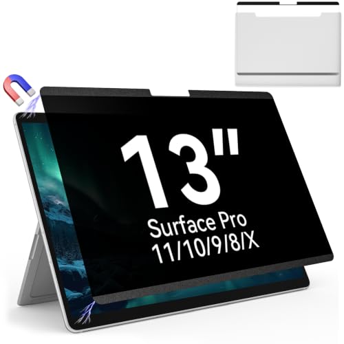Image of Magnetic Privacy Screen Protector for Surface Pro 11 /10 /9 /8 /X -13 Inch Anti Glare Filter, Anti Blue Light Film, Removable Shield Microsoft Surface Pro 9 Accessories, Matte Bubble Free Guard