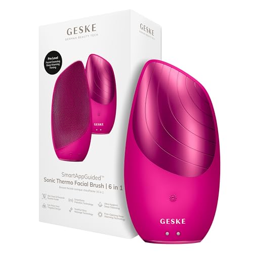 GESKE | SmartAppGuided™ Sonic Thermo Facial Brush | 6 in 1 | Hautreinigung | Reinigungsbürste mit Wärmefunktion | Gesichtsmassagegerät | elektrische Gesichtsbürste | Gesichtsreinigungsgerät