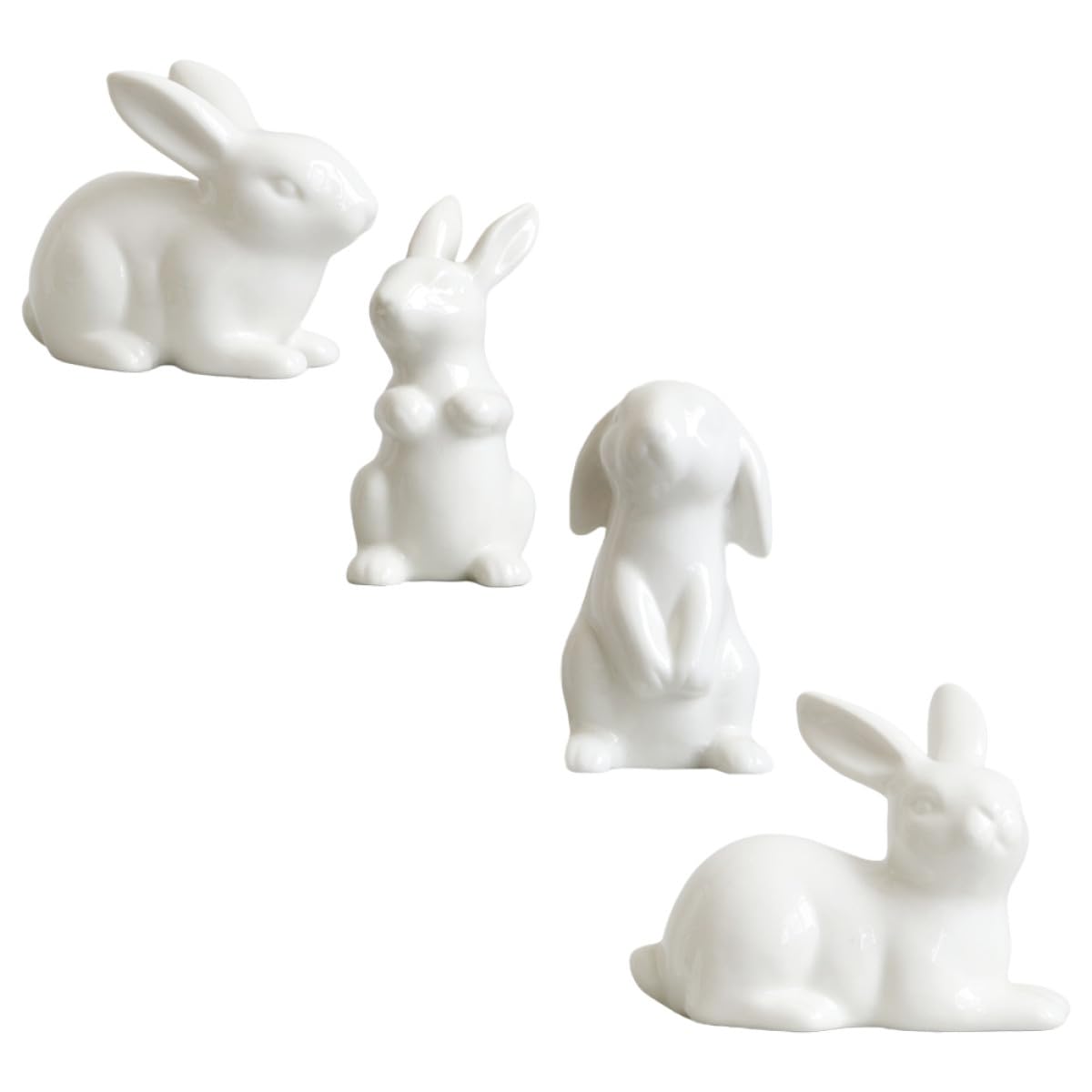 Ornements de lapins en céramique blanche pour une décoration de table de Pâques poétique