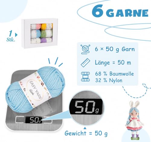 ilauke 6x50g Chunky Häkelgarn Baumwolle-Nylon für Anfänger - Bunte Farben – Bild 3