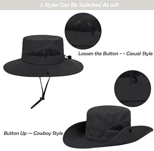 Kids Sun Hat UPF50+ Sun Protection Bucket Hat Wide-Brim Safar Beach-Fishing-Hat for Boys Girls2