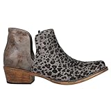ROPER Womens Ava Leopard Snip Toe Casual Boots Ankle Low Heel 1-2' - Grey - Size 9.5 B
