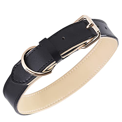 Collar de cuero genuino para perros, collares acolchados suaves y transpirables, resistentes para perros de razas pequeñas, medianas y grandes (grandes) Cover